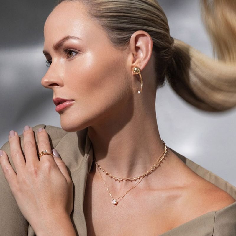Colar Choker Corrente Grumê Esferas Fressen One Banhado a Ouro 18K