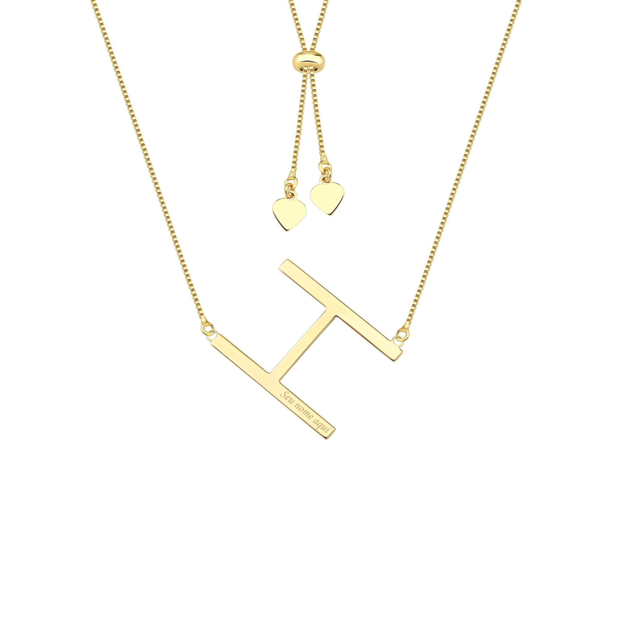 Colar com Letra Inicial A a Z Mom's Banhado a Ouro 18K - Sem Escrita - X