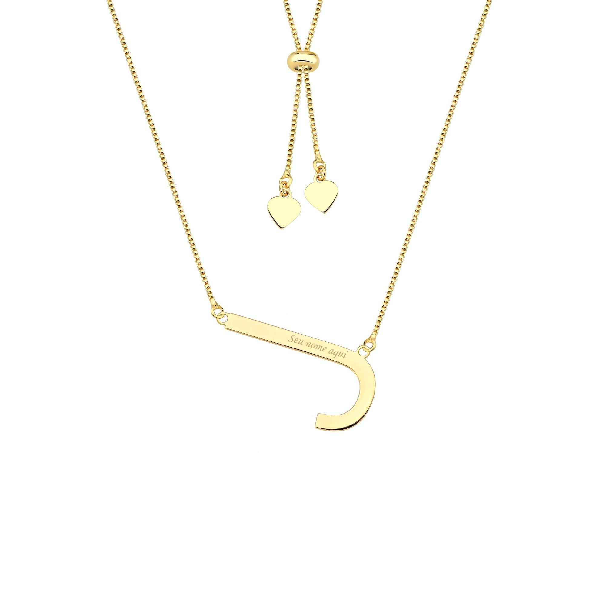 Colar com Letra Inicial A a Z Mom's Banhado a Ouro 18K - Sem Escrita - X