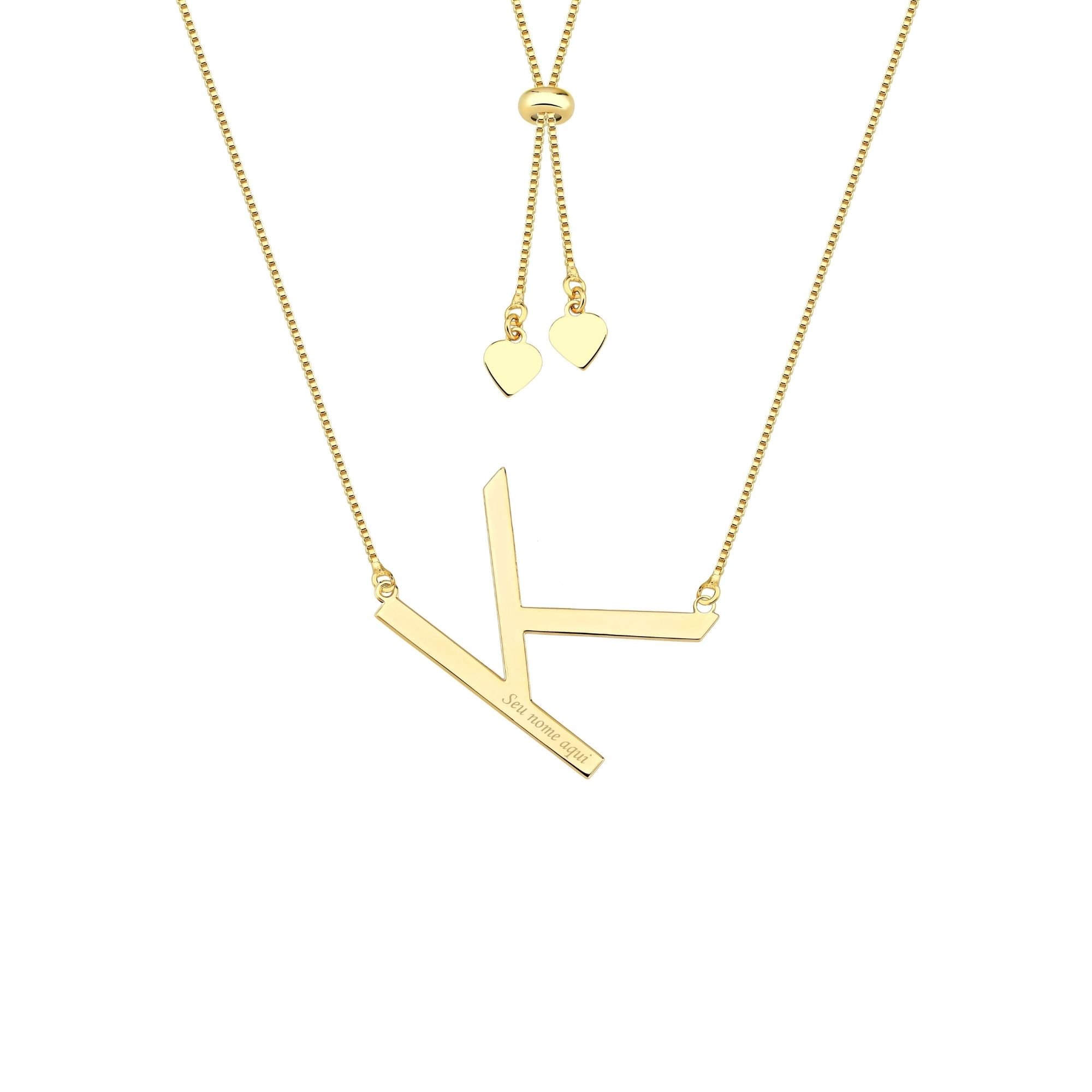 Colar com Letra Inicial A a Z Mom's Banhado a Ouro 18K - Sem Escrita - X