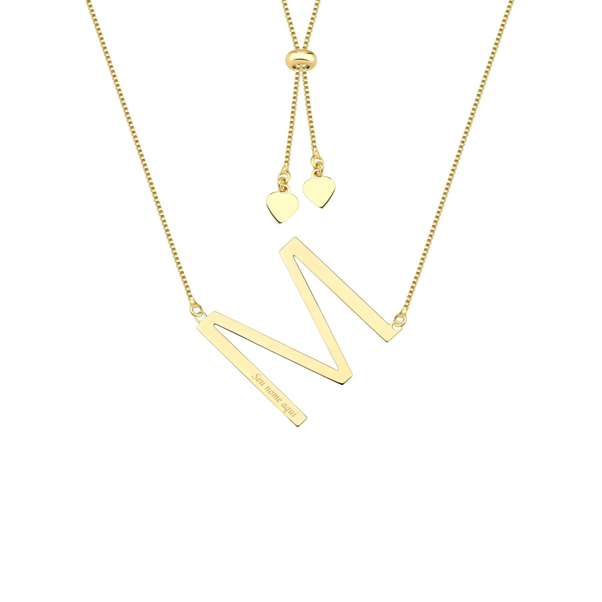 Colar com Letra Inicial A a Z Mom's Banhado a Ouro 18K - Sem Escrita - X