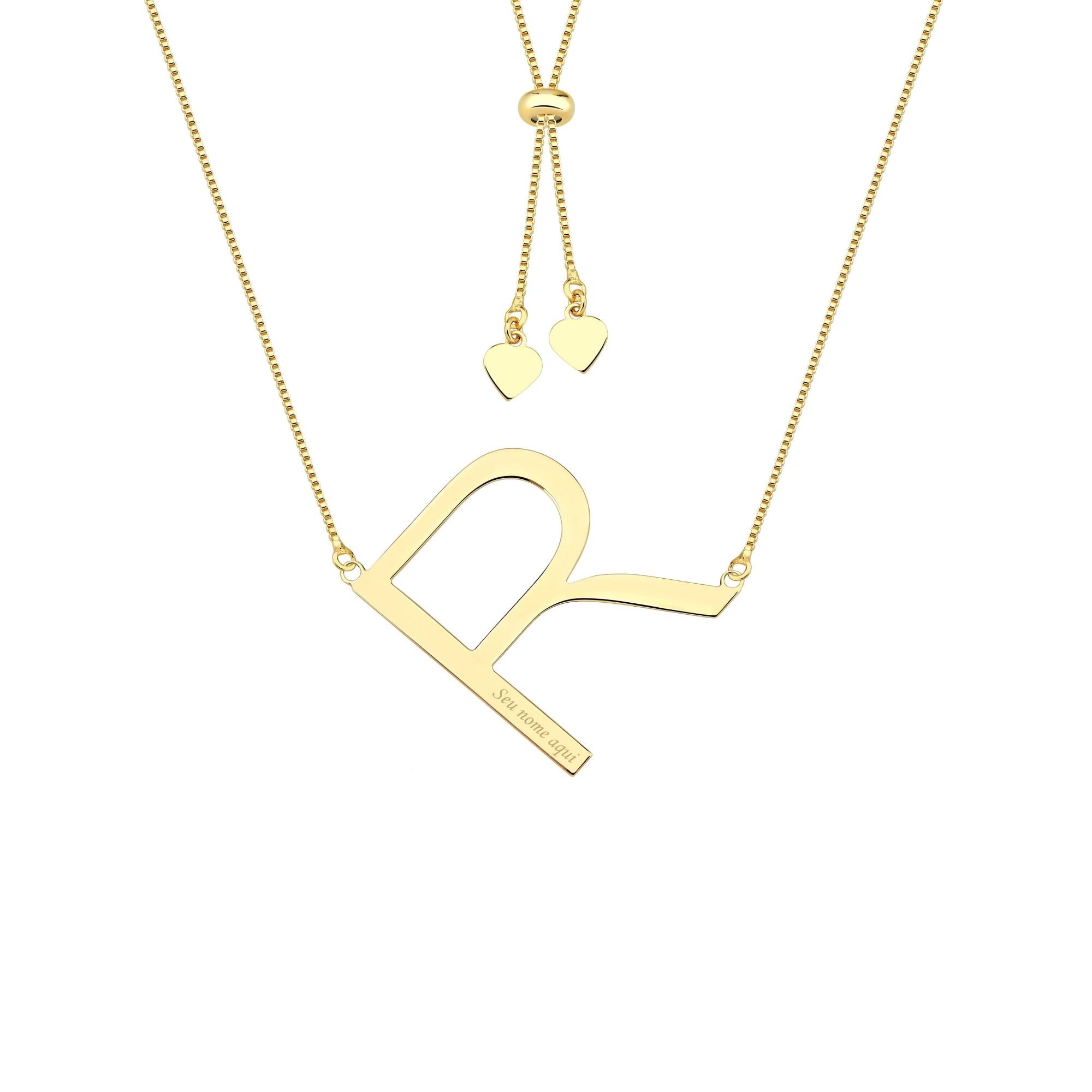 Colar com Letra Inicial A a Z Mom's Banhado a Ouro 18K - Sem Escrita - X