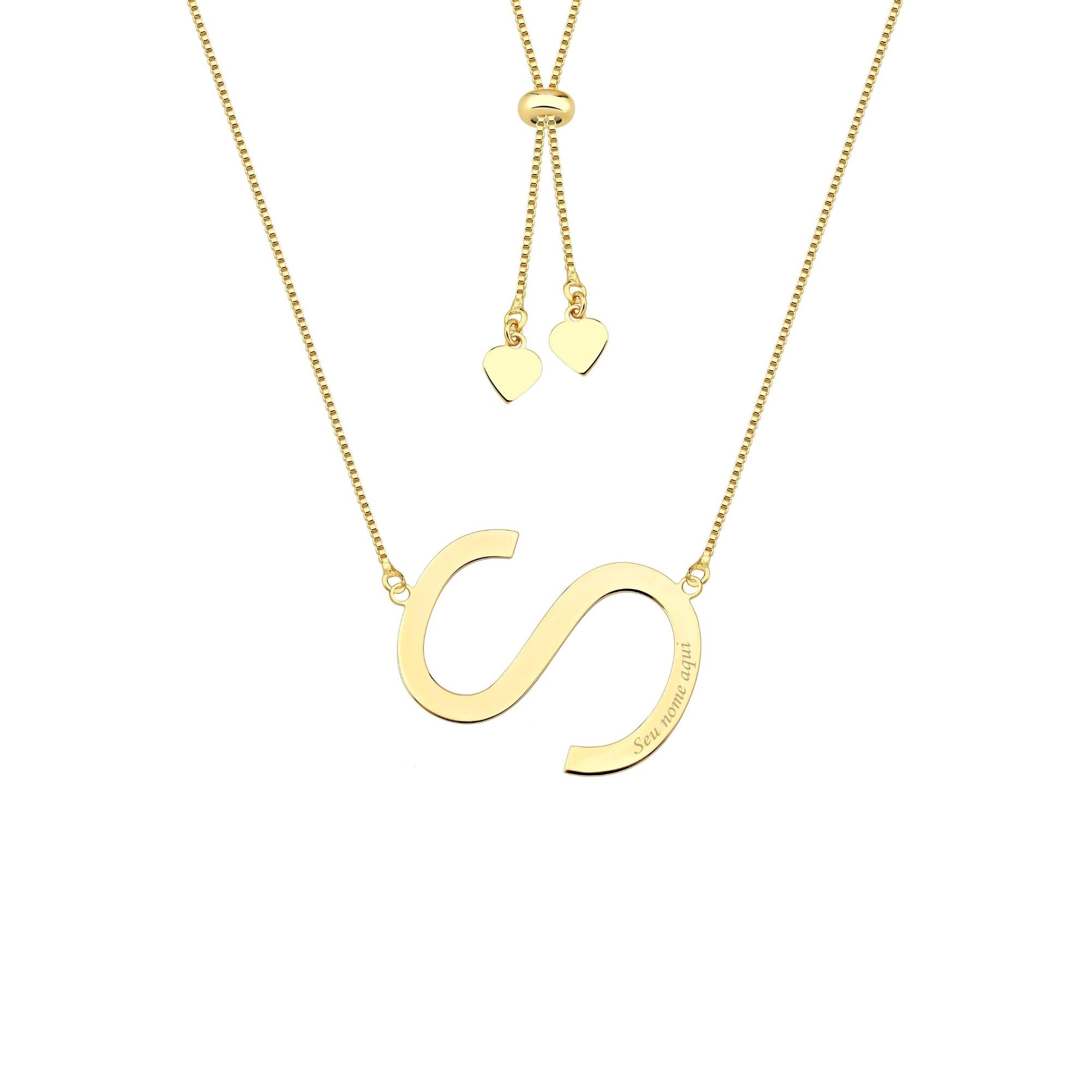 Colar com Letra Inicial A a Z Mom's Banhado a Ouro 18K - Sem Escrita - X