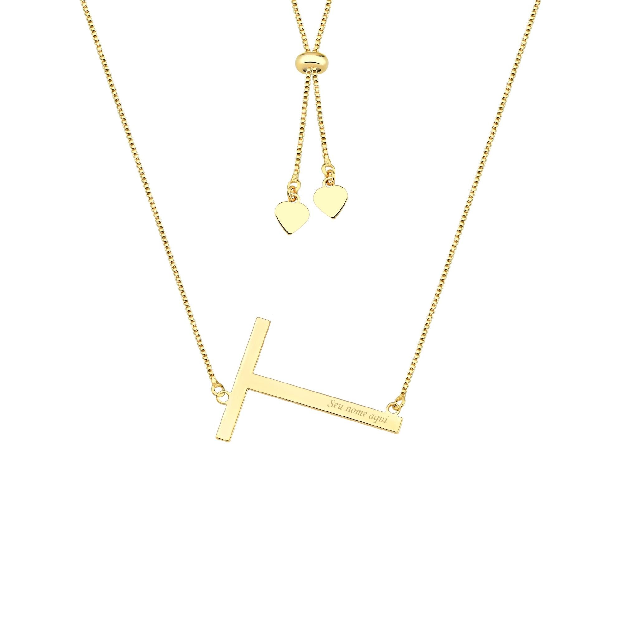 Colar com Letra Inicial A a Z Mom's Banhado a Ouro 18K - Sem Escrita - X