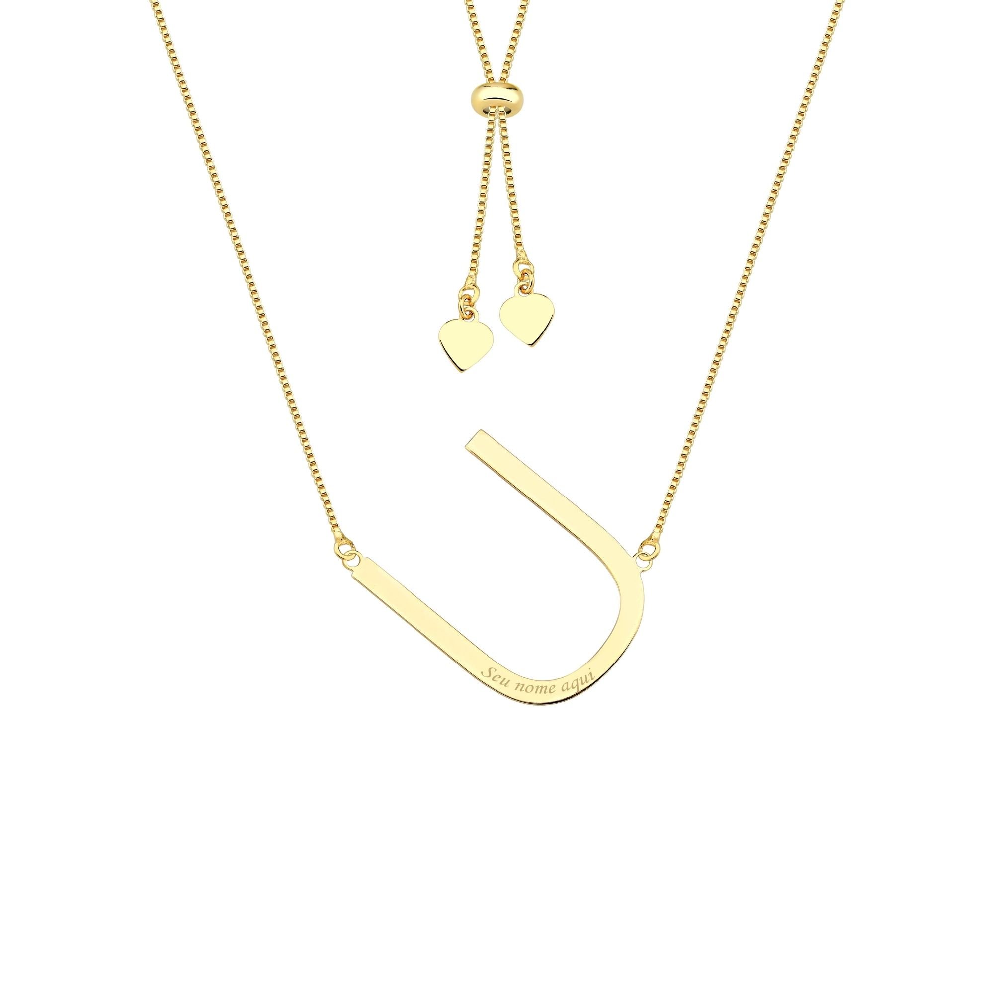 Colar com Letra Inicial A a Z Mom's Banhado a Ouro 18K - Sem Escrita - X
