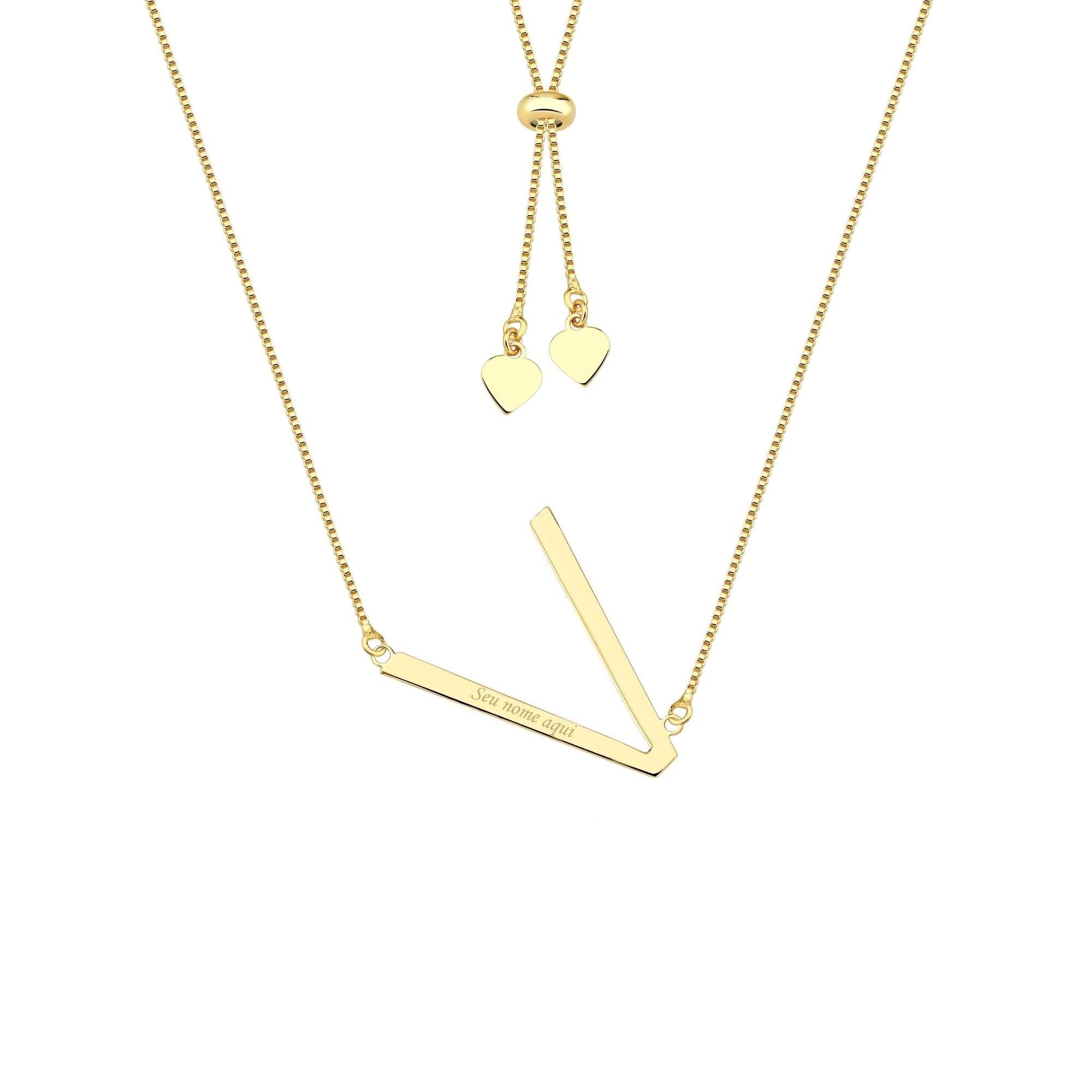 Colar com Letra Inicial A a Z Mom's Banhado a Ouro 18K - Sem Escrita - X