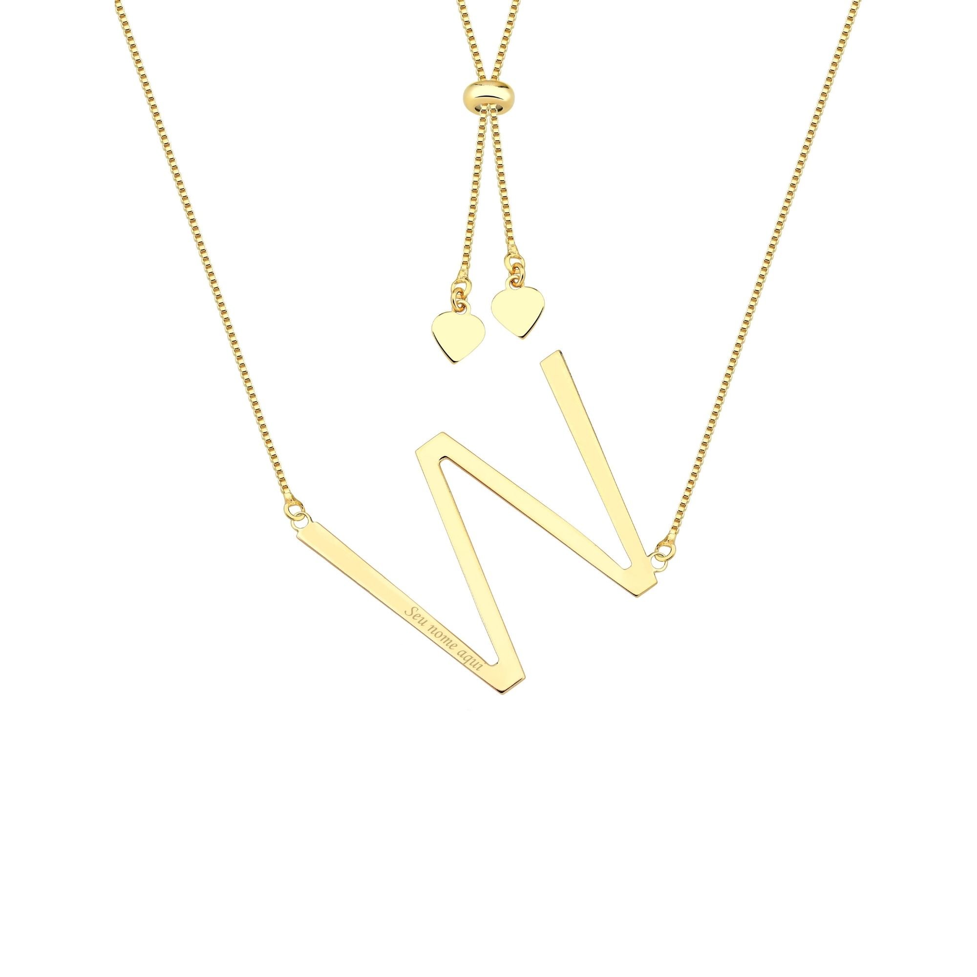 Colar com Letra Inicial A a Z Mom's Banhado a Ouro 18K - Sem Escrita - X