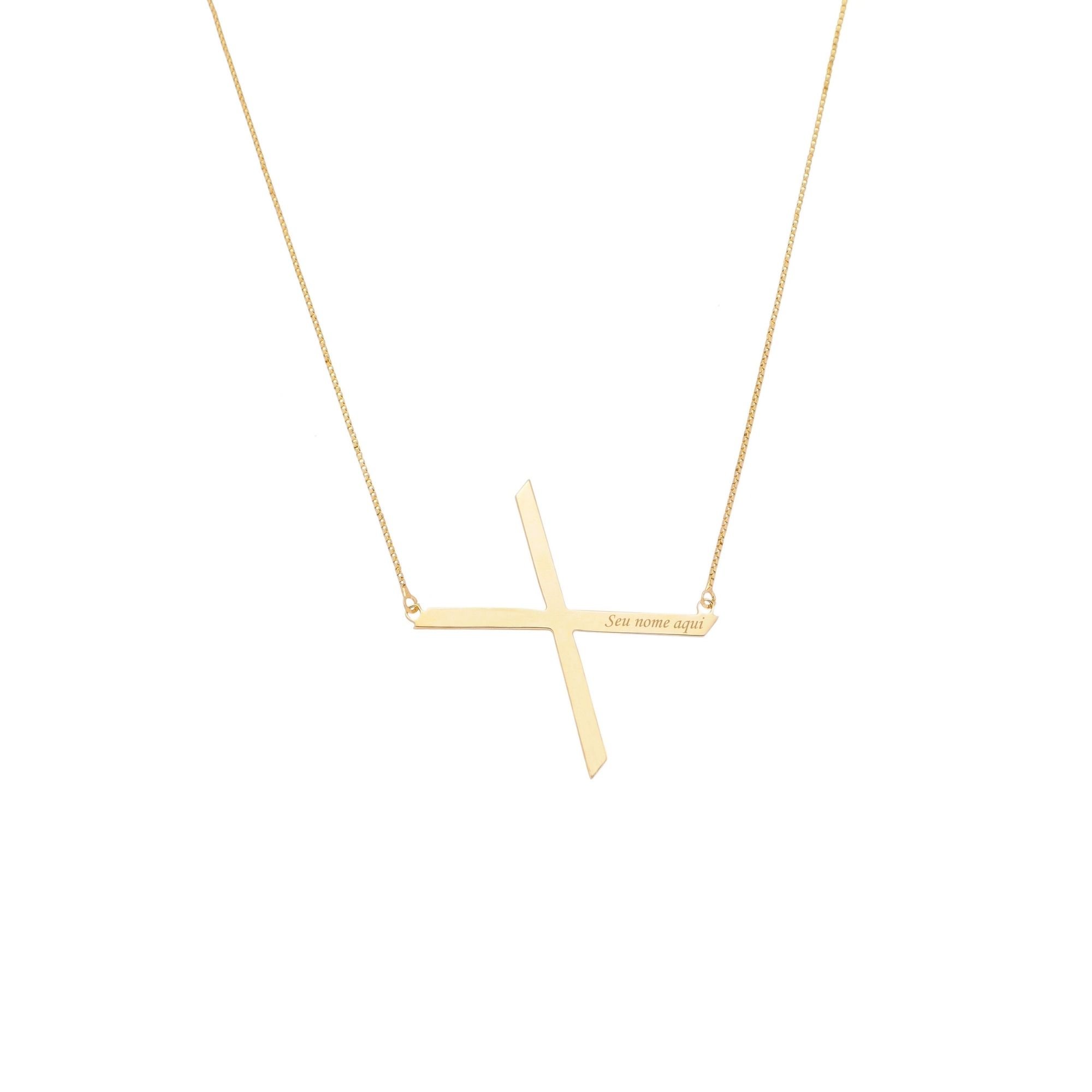 Colar com Letra Inicial A a Z Mom's Banhado a Ouro 18K - Sem Escrita - X