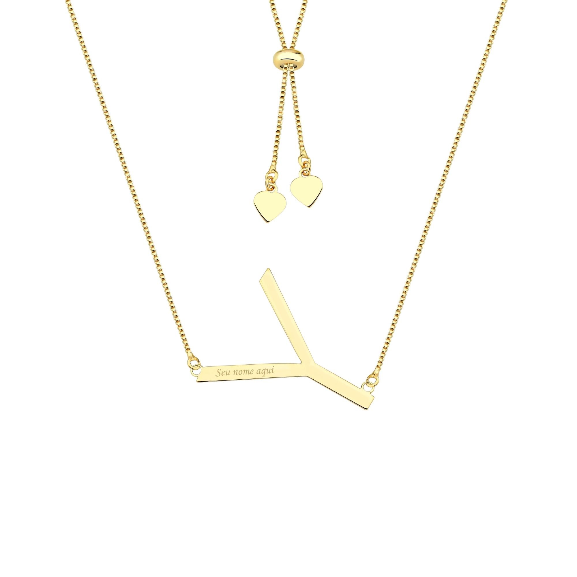 Colar com Letra Inicial A a Z Mom's Banhado a Ouro 18K - Sem Escrita - X