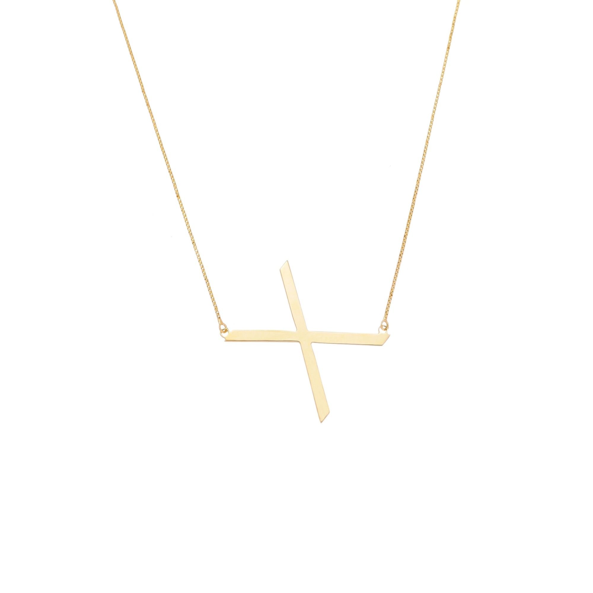 Colar com Letra Inicial A a Z Mom's Banhado a Ouro 18K - Sem Escrita - X