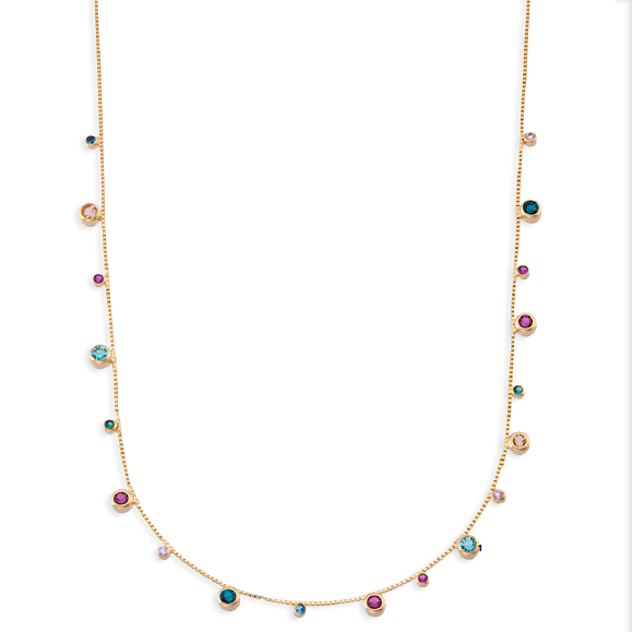 Colar Corrente Veneziana Ponto de Luz Banhado a Ouro 18K