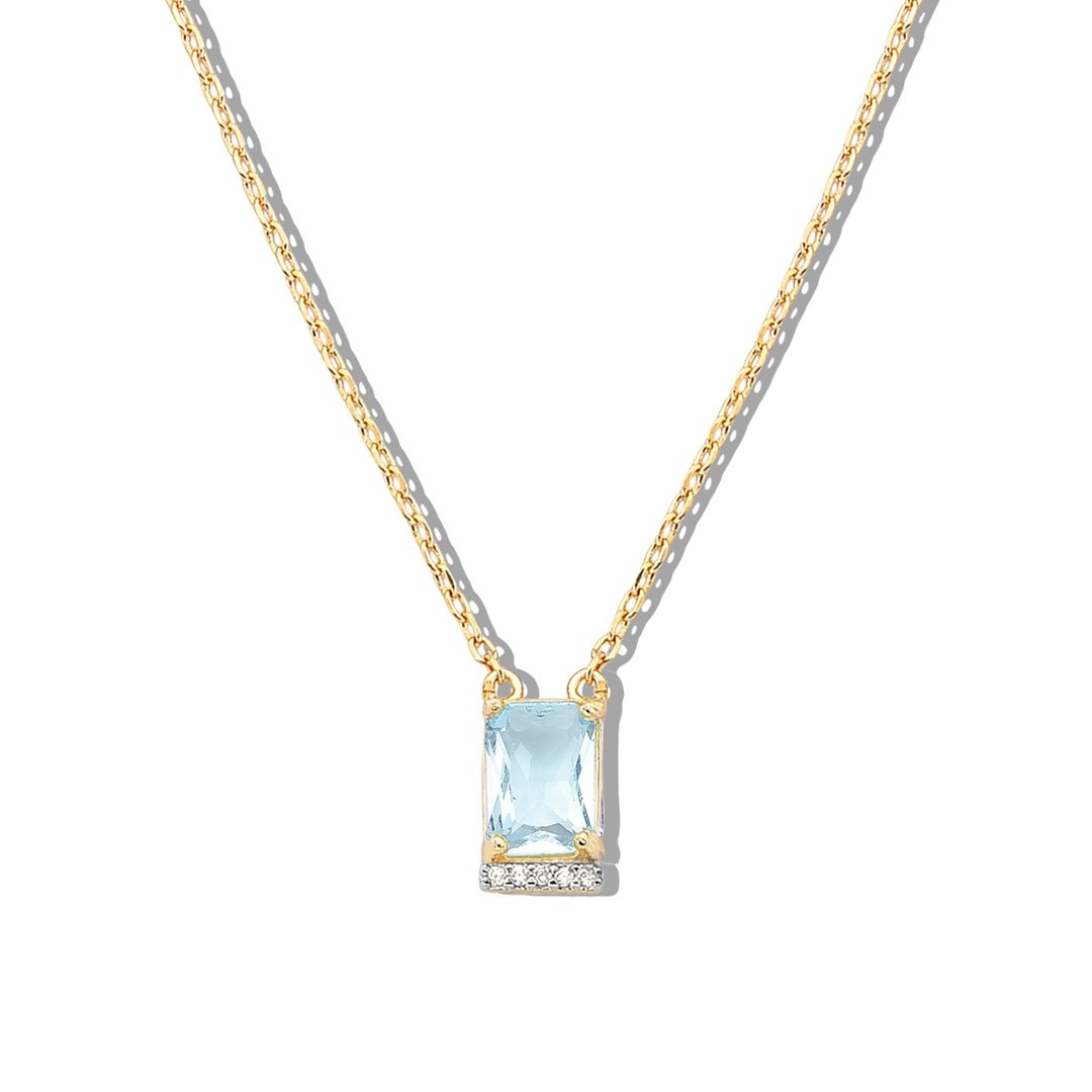 Colar Detalhe Zircônia Retangular Banhado a Ouro 18K