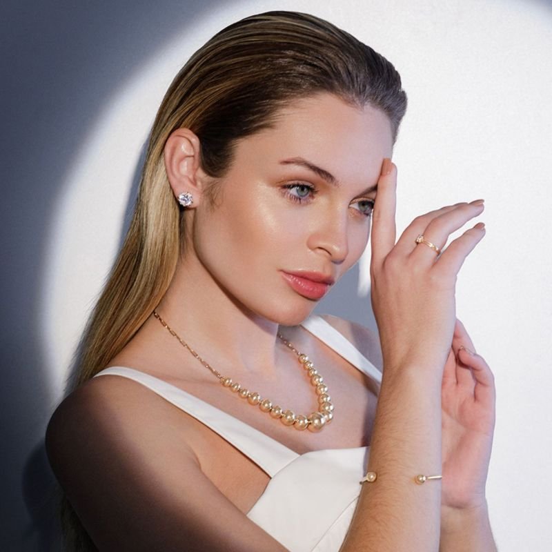 Colar Elos e Esferas Lisas Fressen Flow Banhado a Ouro 18K
