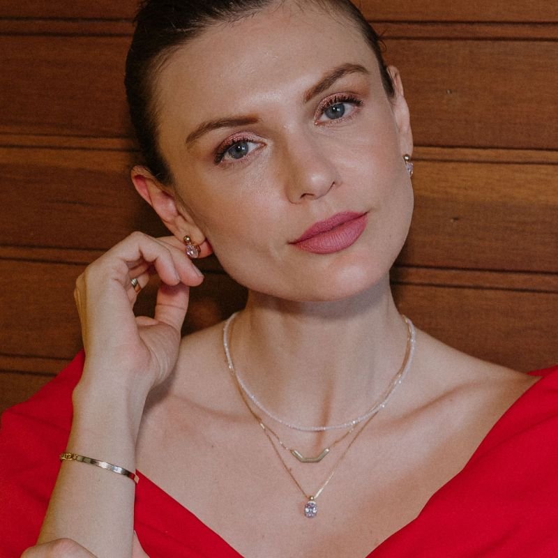 Colar Esfera Lisa e Zircônia Cristal Fressen Celebrate Banhado a Ouro 18K