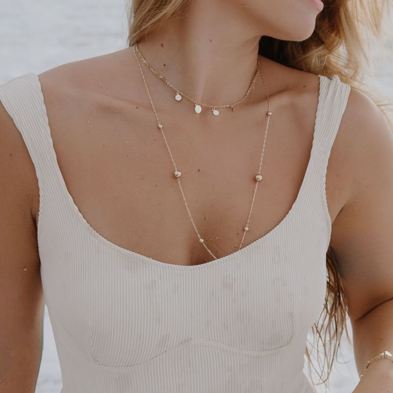 Colar Esferas Diversas e Lisas Fressen Resort Banhado a Ouro 18K