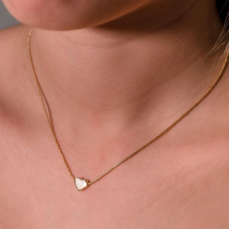 Colar Freedom Coração Liso 7mm Banhado a Ouro 18K