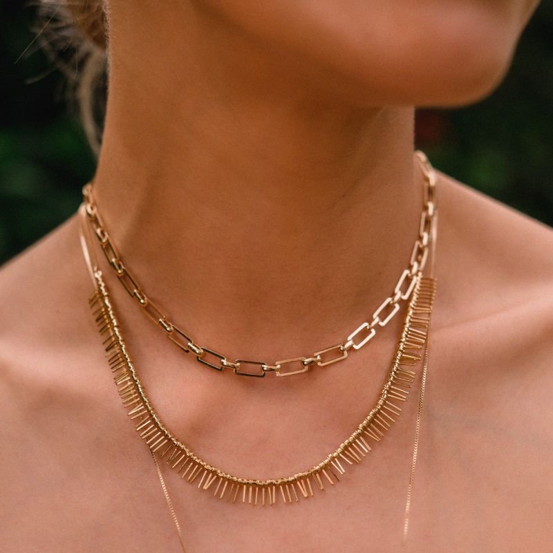 Colar High Summer Detalhe Elo Banhado a Ouro 18K