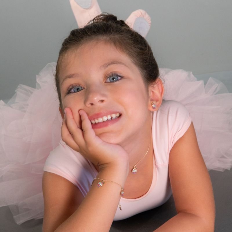 Colar Infantil Rainbow Unicórnio Resinado Banhado a Ouro 18k