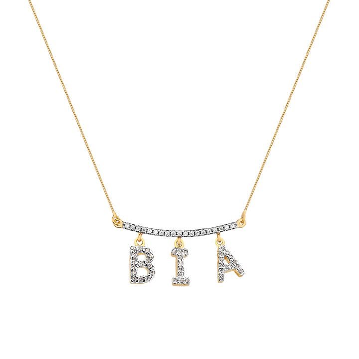 Colar My Collection Canga 3 Pingentes Banhado a Ouro 18K