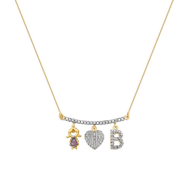 Colar My Collection Canga 3 Pingentes Banhado a Ouro 18K