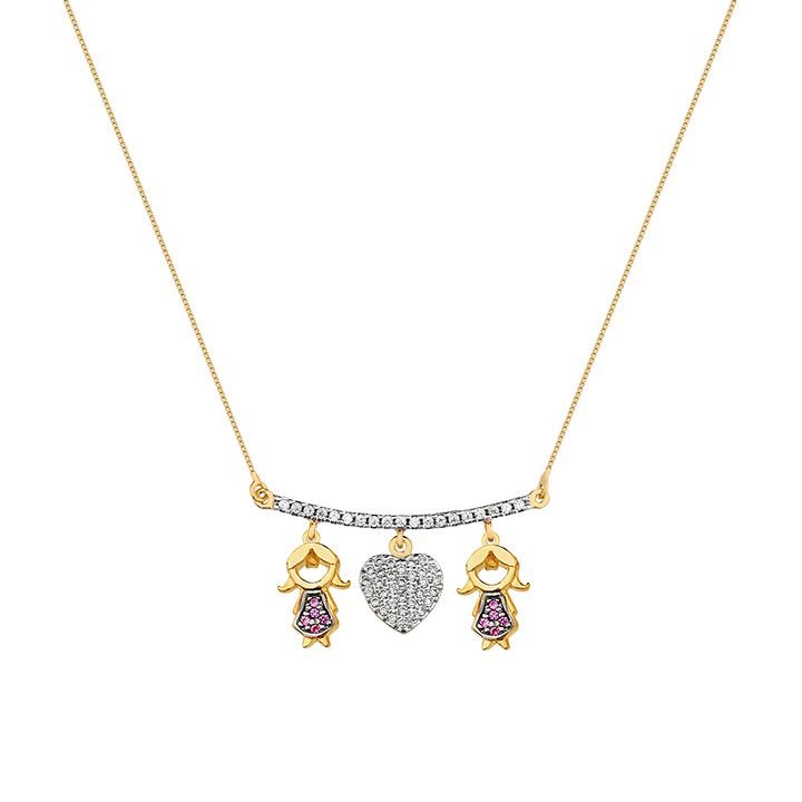 Colar My Collection Canga 3 Pingentes Banhado a Ouro 18K