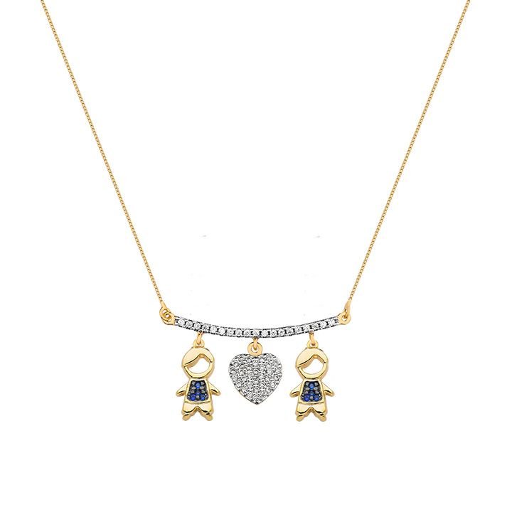 Colar My Collection Canga 3 Pingentes Banhado a Ouro 18K