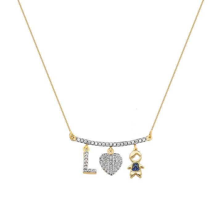 Colar My Collection Canga 3 Pingentes Banhado a Ouro 18K