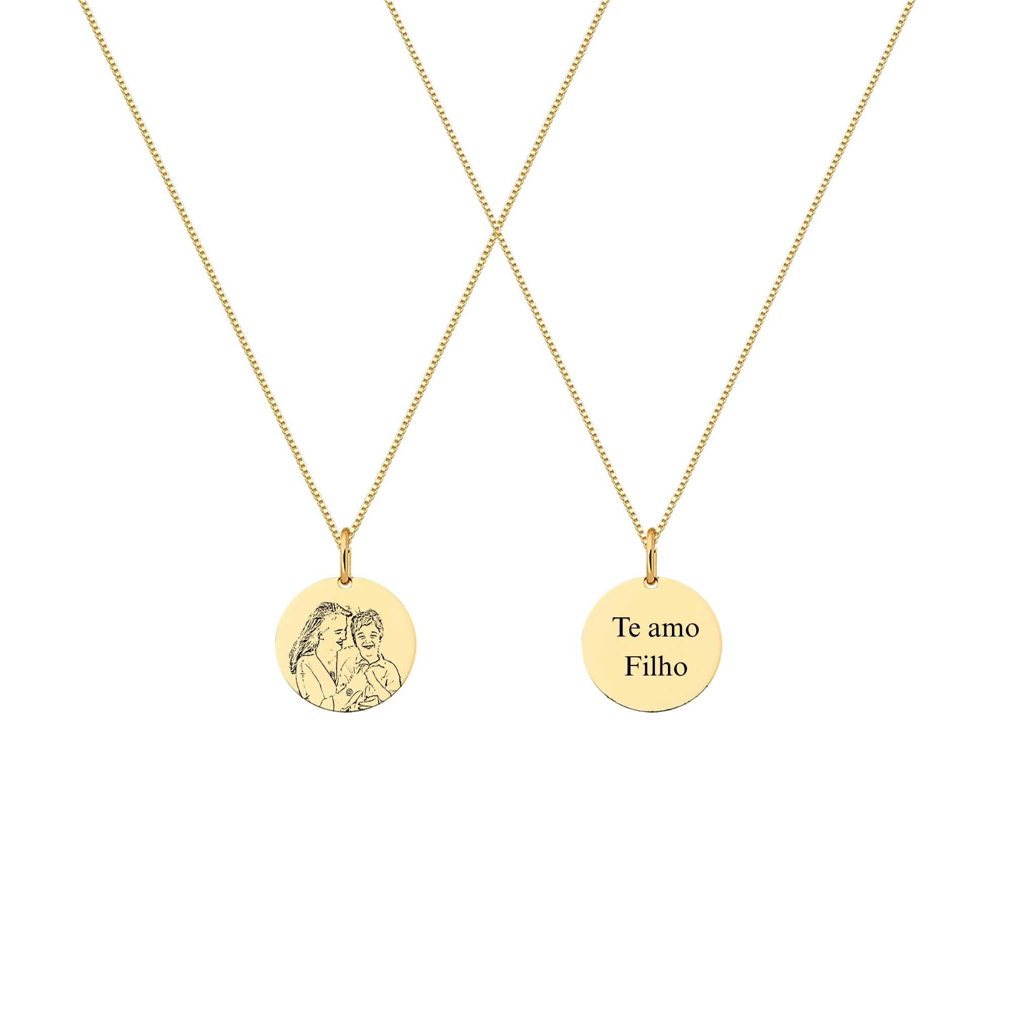 Colar My Collection Eternize Medalha de Gravação Banhada a Ouro 18k - 60/5cm - Medalha G (29mm)