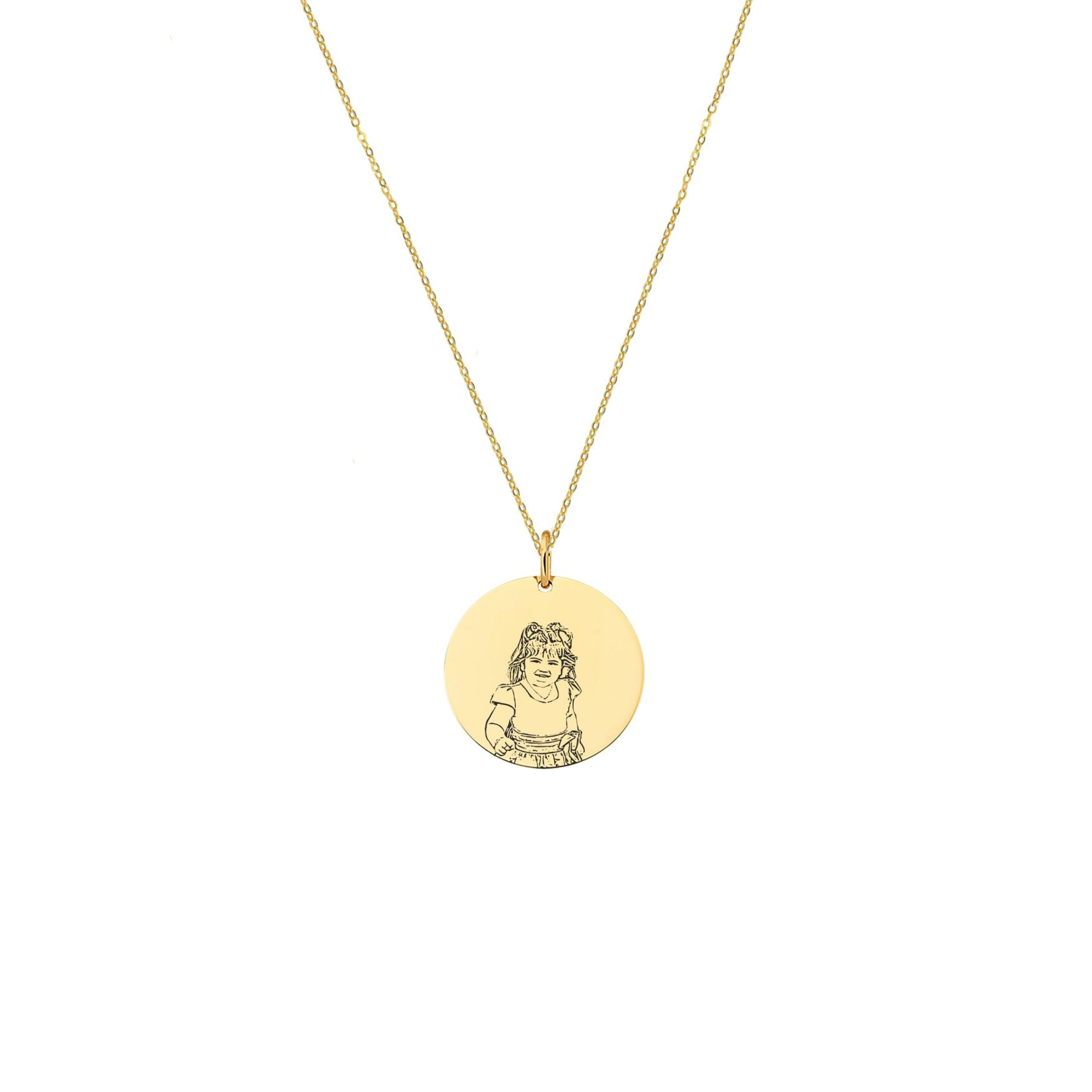 Colar My Collection Eternize Medalha de Gravação Banhada a Ouro 18k - 60/5cm - Medalha G (29mm)