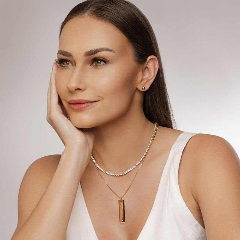 Colar My Collection Eternize Placa Vertical Banhado a Ouro 18K