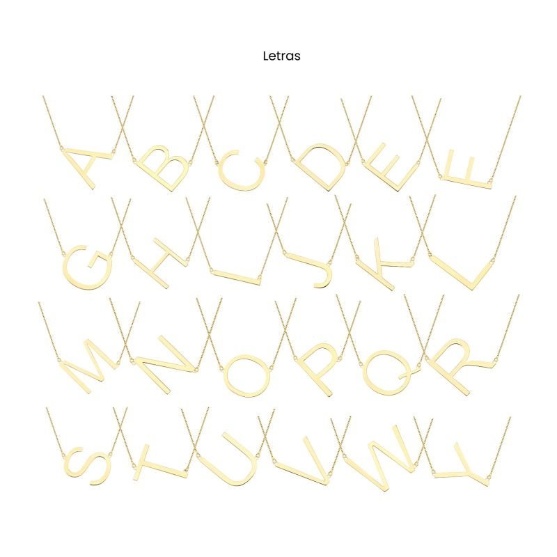 Colar My Collection Letra Grande Letters Banhado a Ouro 18K