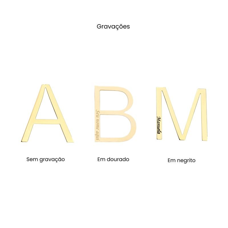 Colar My Collection Letra Grande Letters Banhado a Ouro 18K