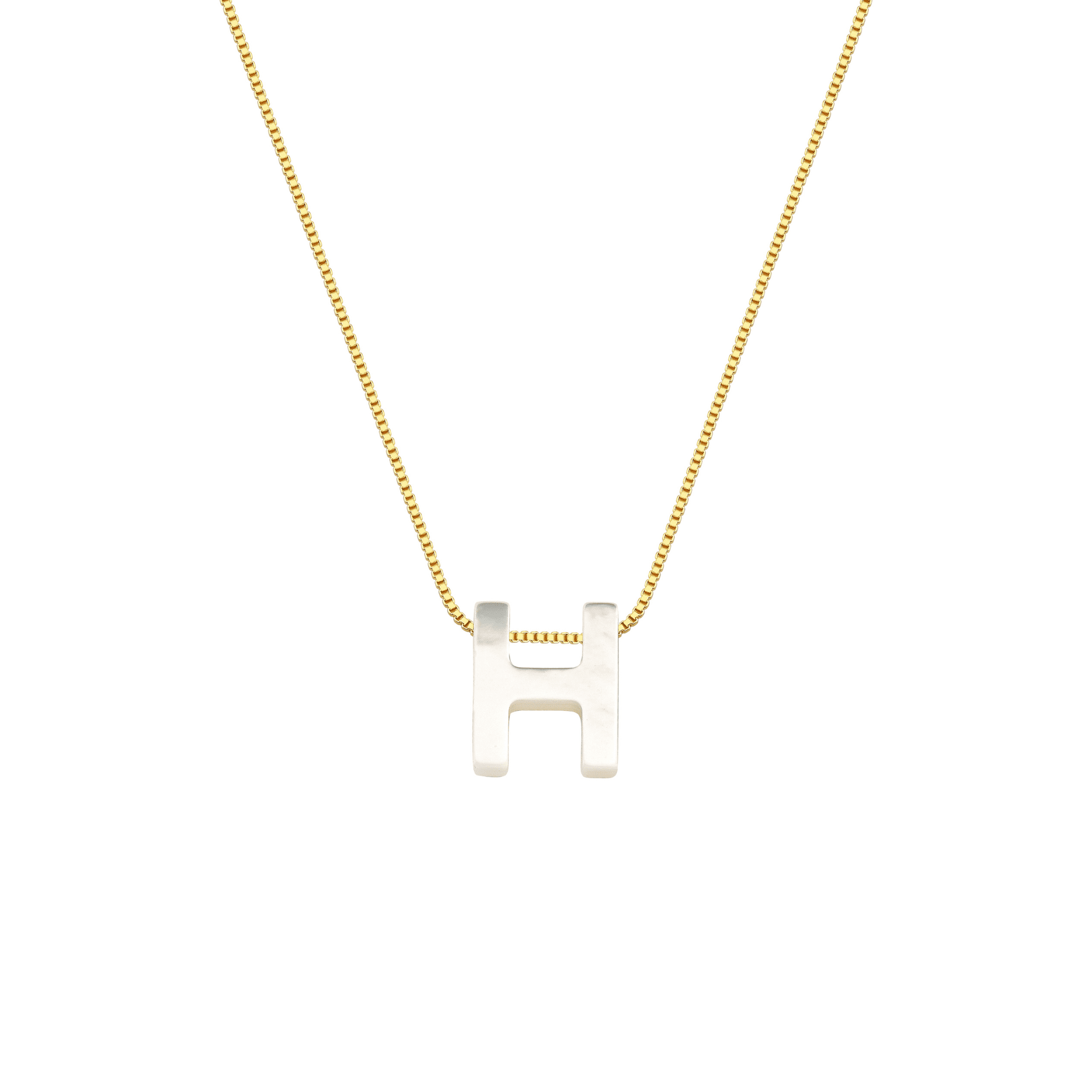 Colar My Collection Letters Corrente Veneziana Pingente Letra Madre Pérola Banhado a Ouro 18K