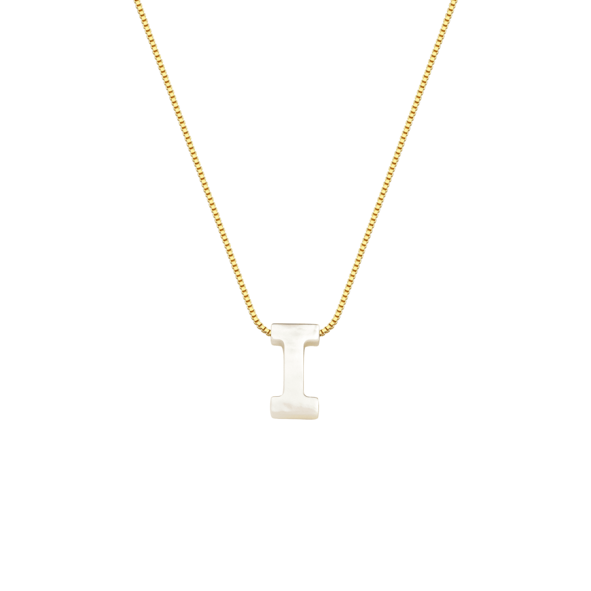 Colar My Collection Letters Corrente Veneziana Pingente Letra Madre Pérola Banhado a Ouro 18K