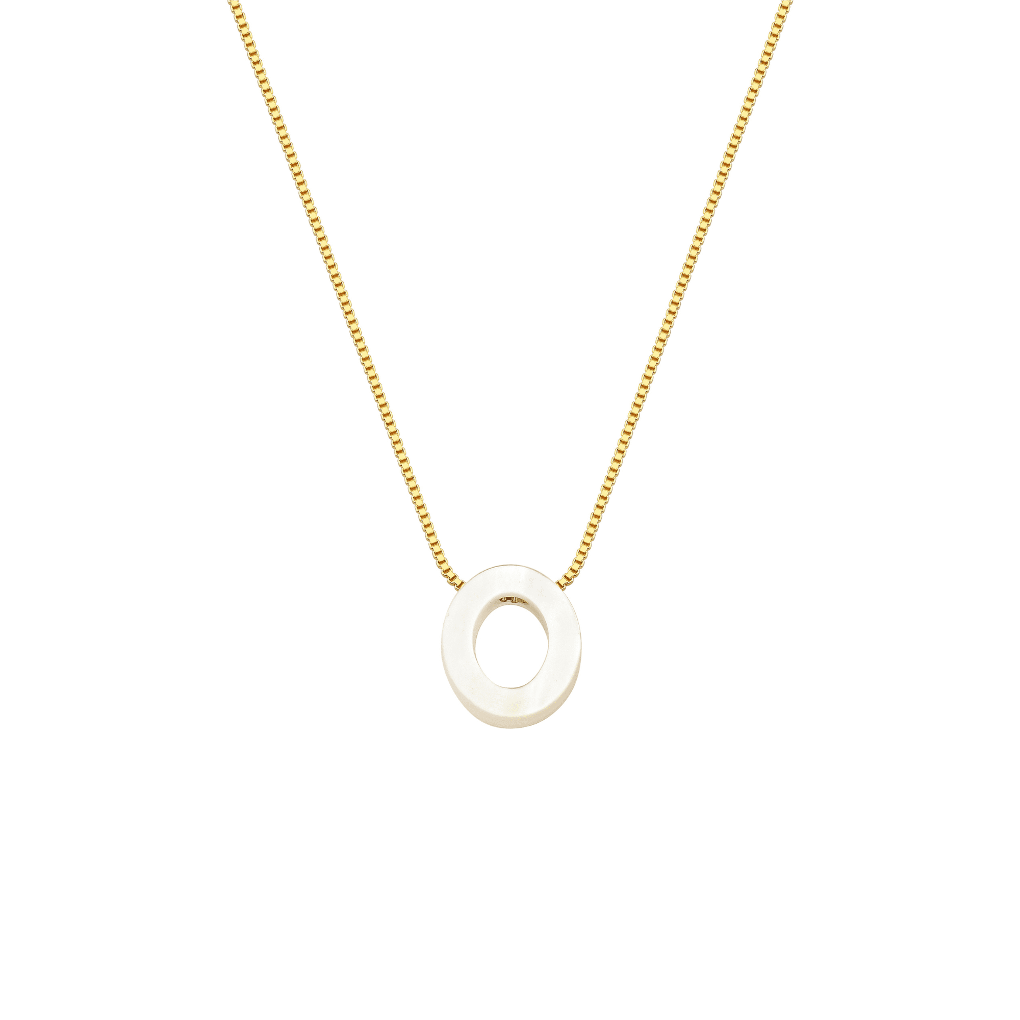 Colar My Collection Letters Corrente Veneziana Pingente Letra Madre Pérola Banhado a Ouro 18K