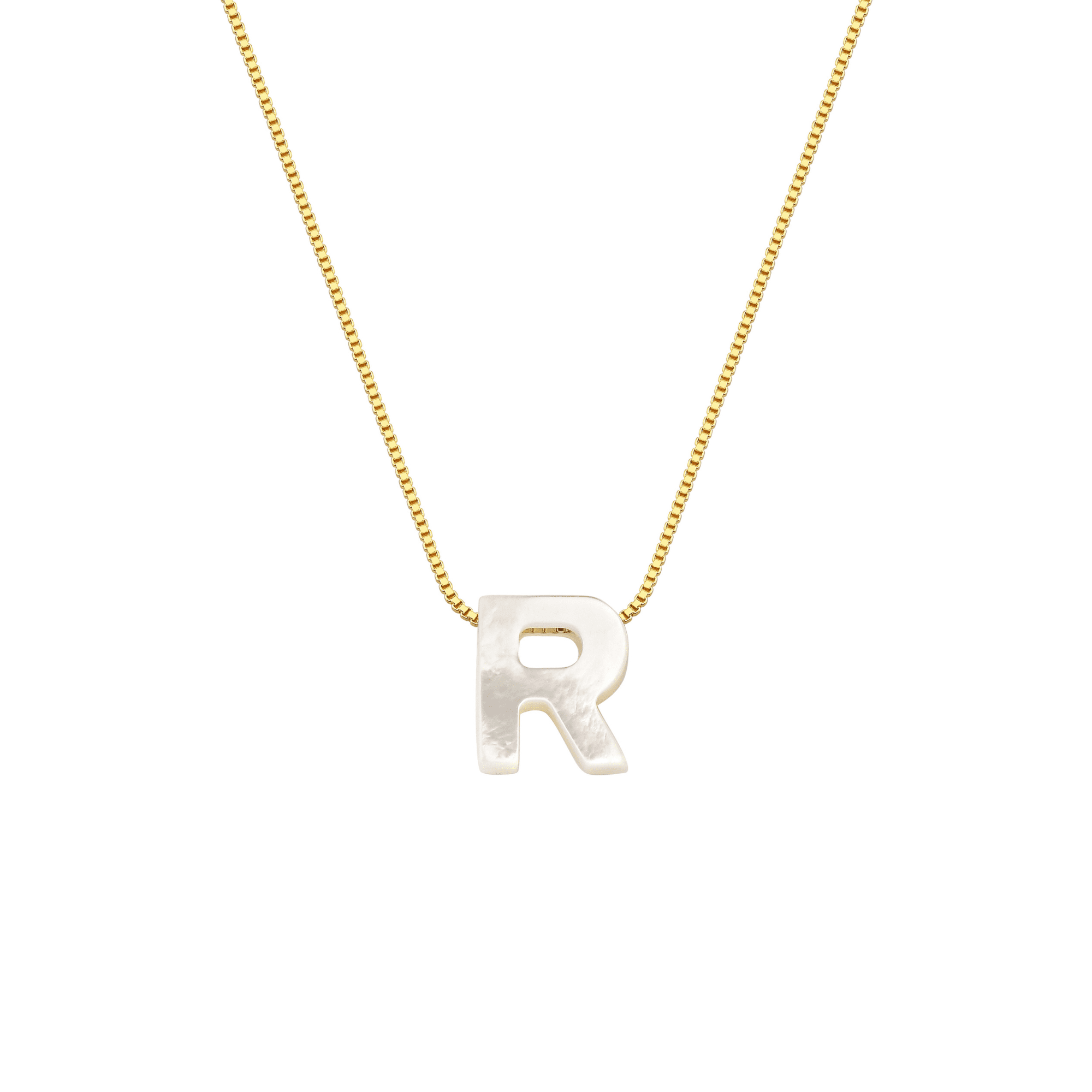 Colar My Collection Letters Corrente Veneziana Pingente Letra Madre Pérola Banhado a Ouro 18K