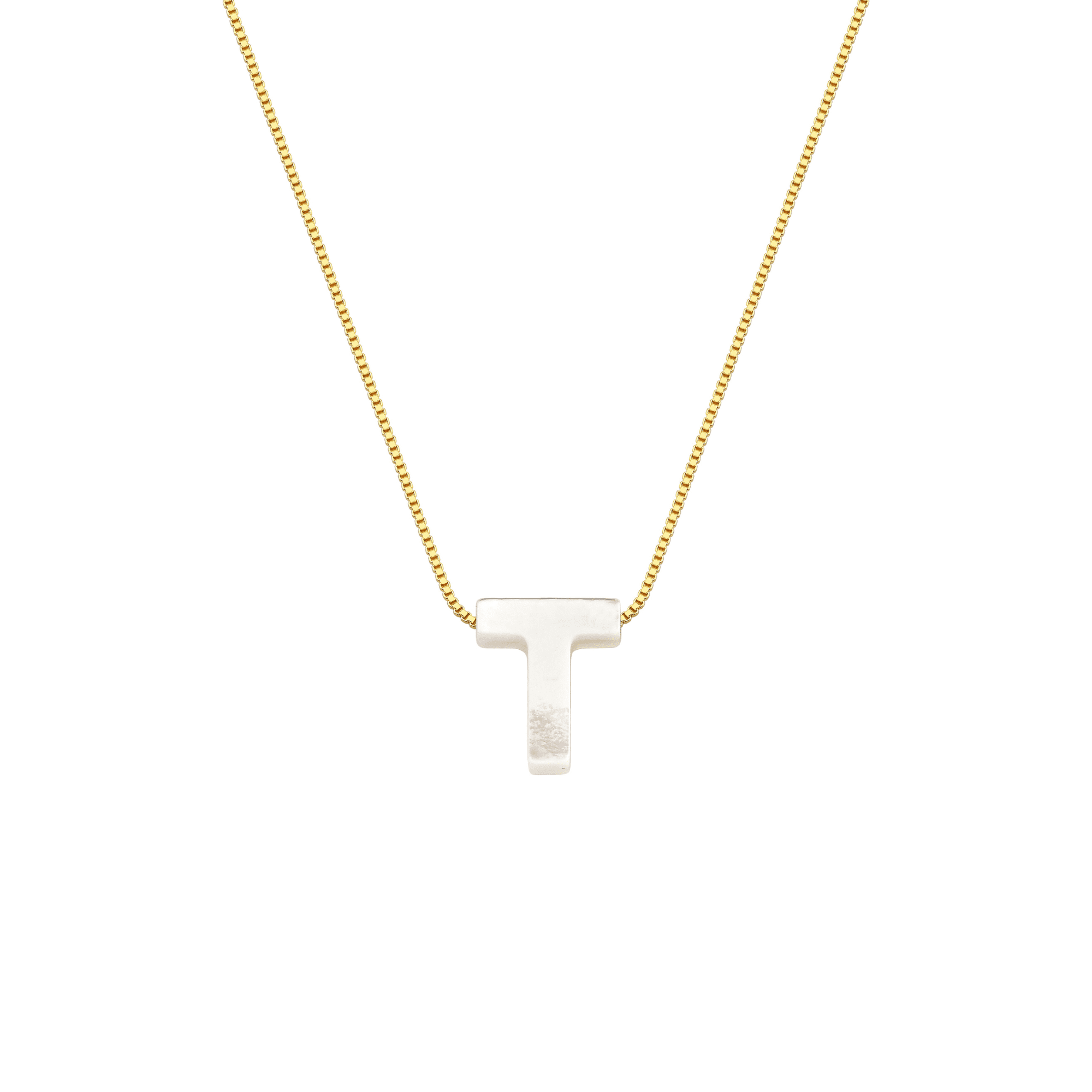 Colar My Collection Letters Corrente Veneziana Pingente Letra Madre Pérola Banhado a Ouro 18K