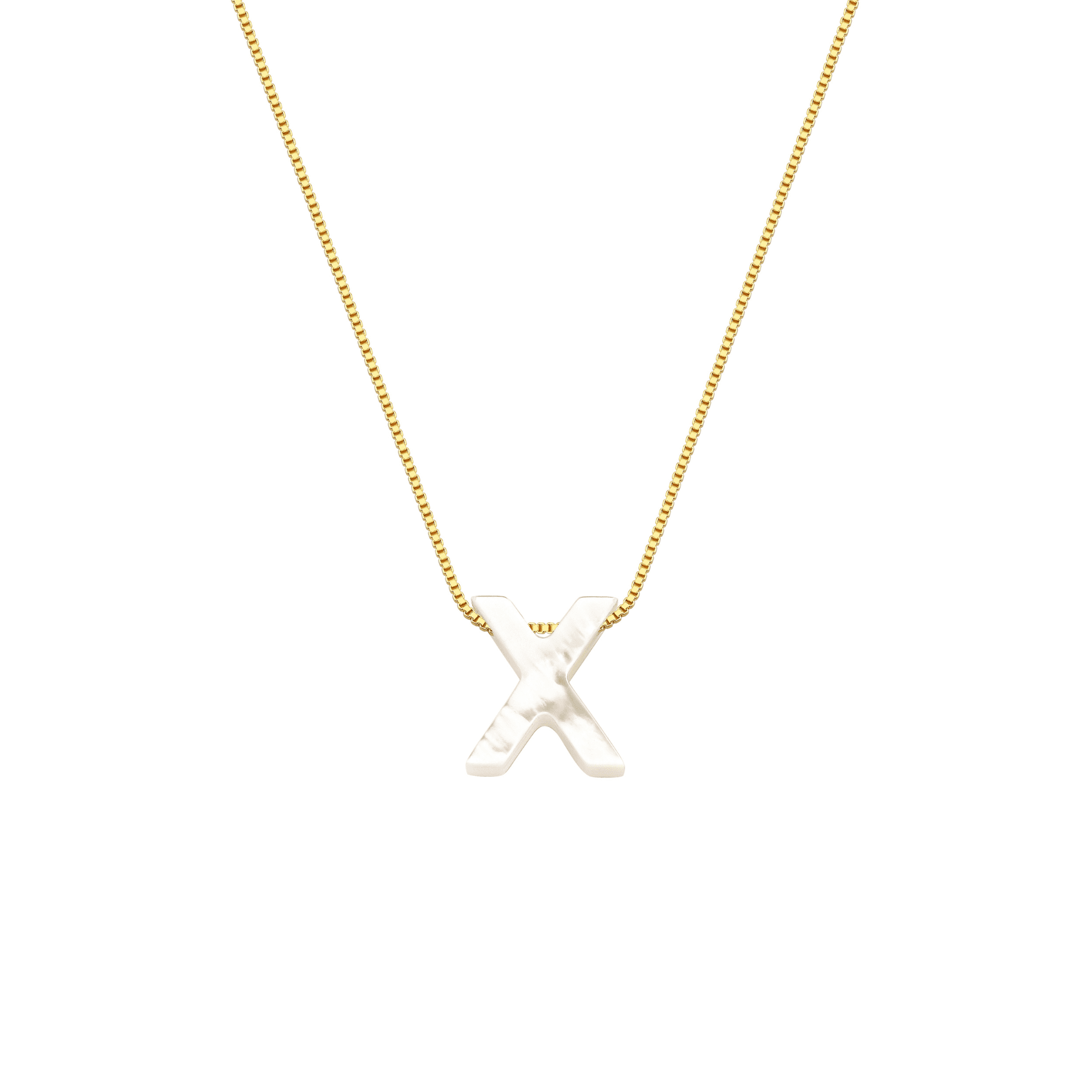 Colar My Collection Letters Corrente Veneziana Pingente Letra Madre Pérola Banhado a Ouro 18K