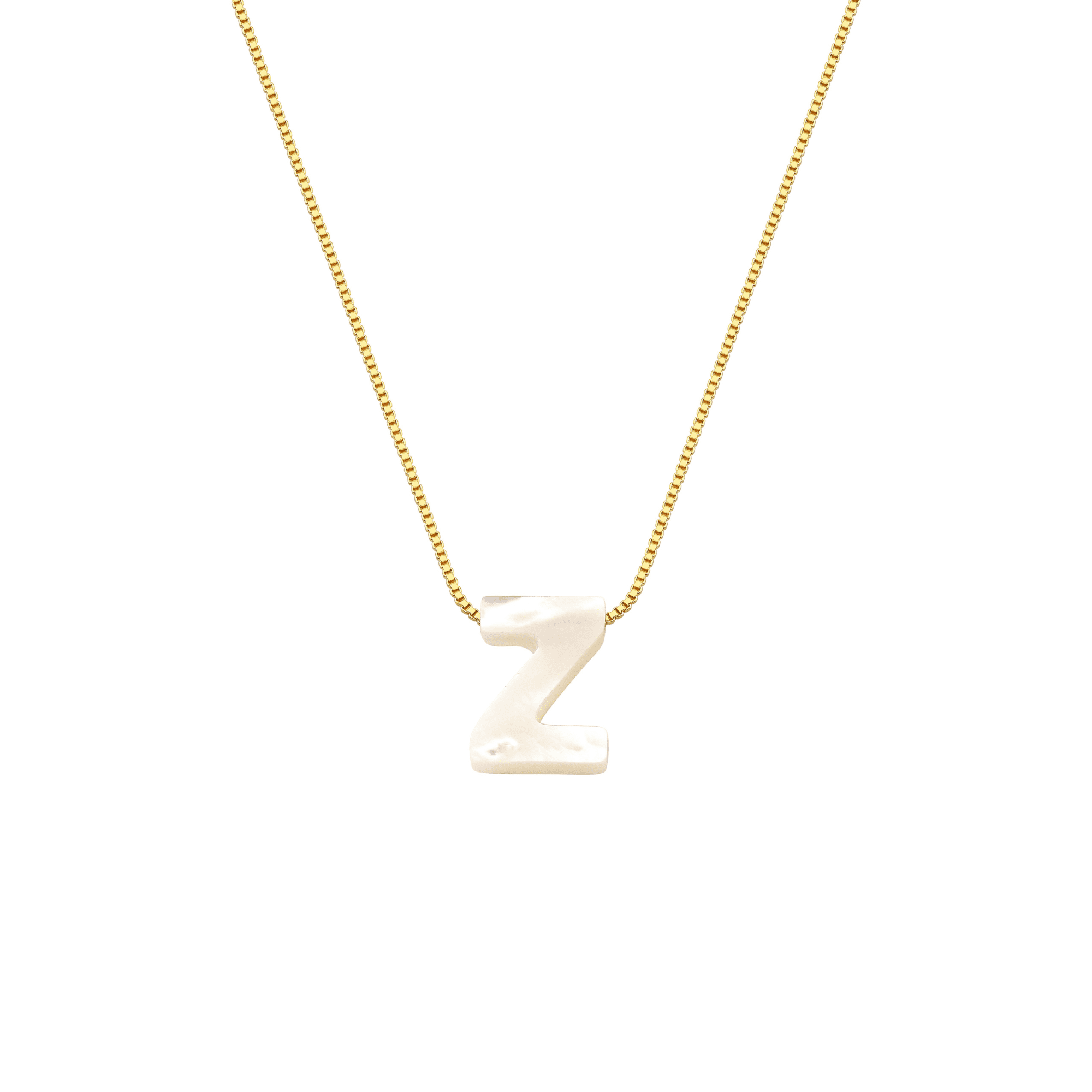 Colar My Collection Letters Corrente Veneziana Pingente Letra Madre Pérola Banhado a Ouro 18K