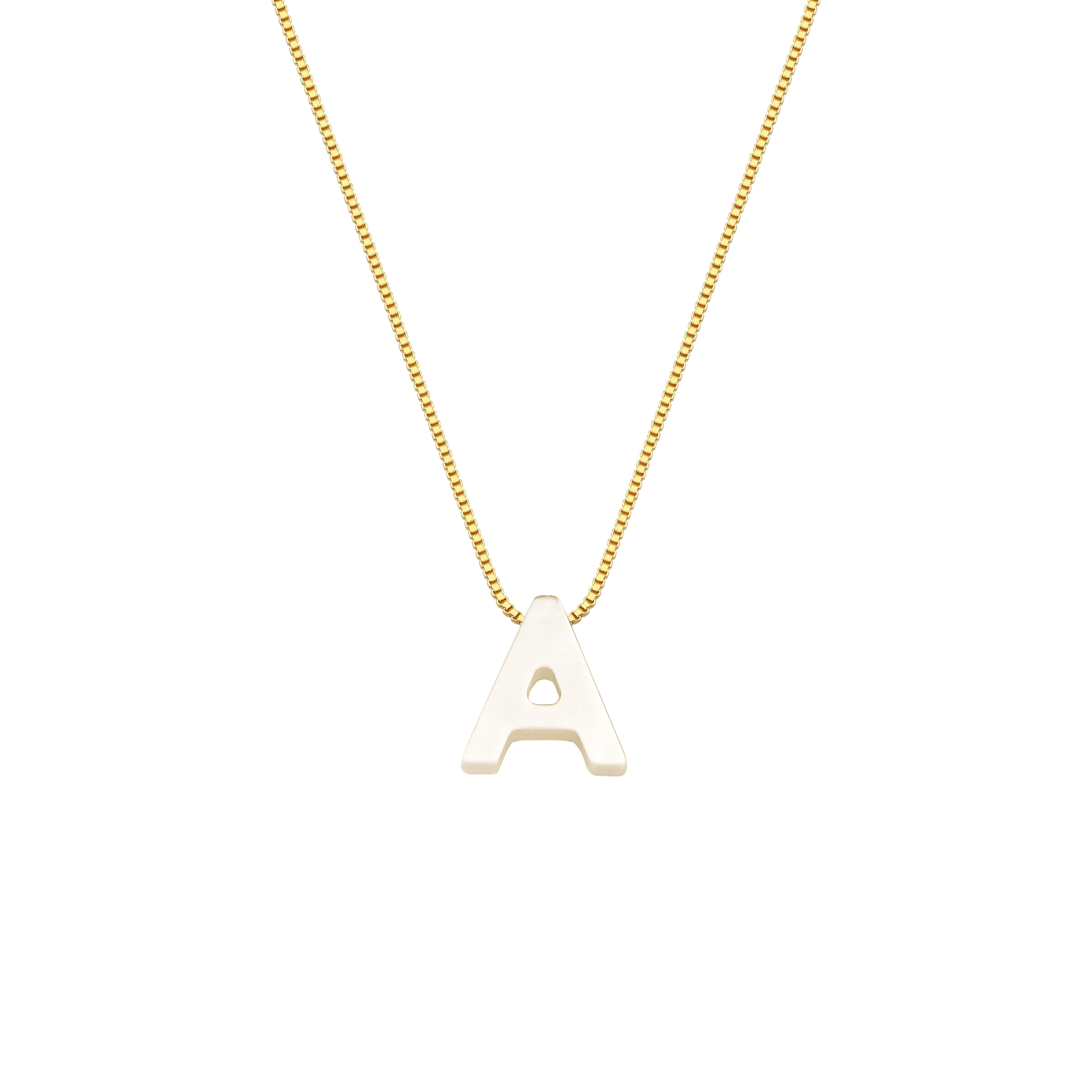 Colar My Collection Letters Corrente Veneziana Pingente Letra Madre Pérola Banhado a Ouro 18K