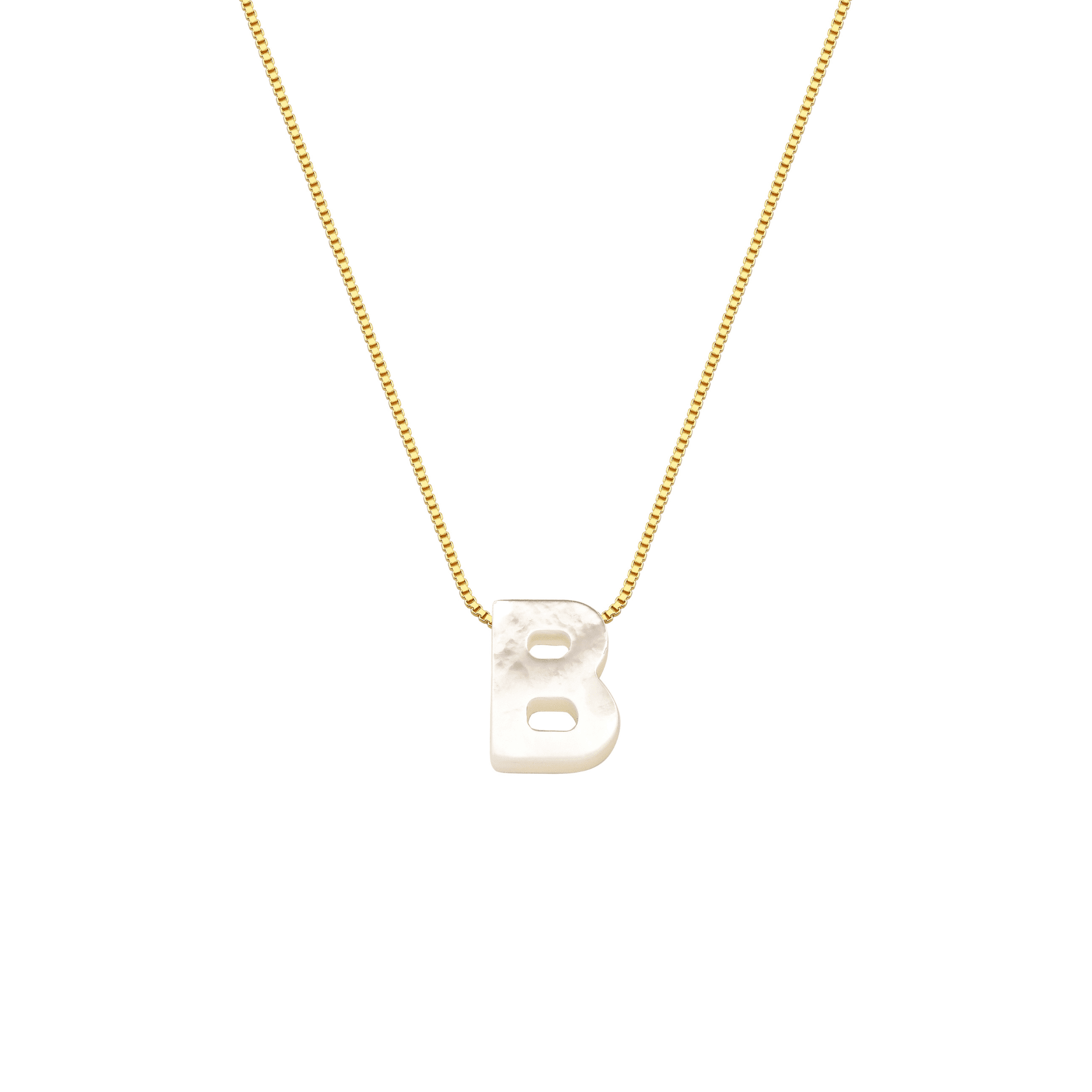 Colar My Collection Letters Corrente Veneziana Pingente Letra Madre Pérola Banhado a Ouro 18K