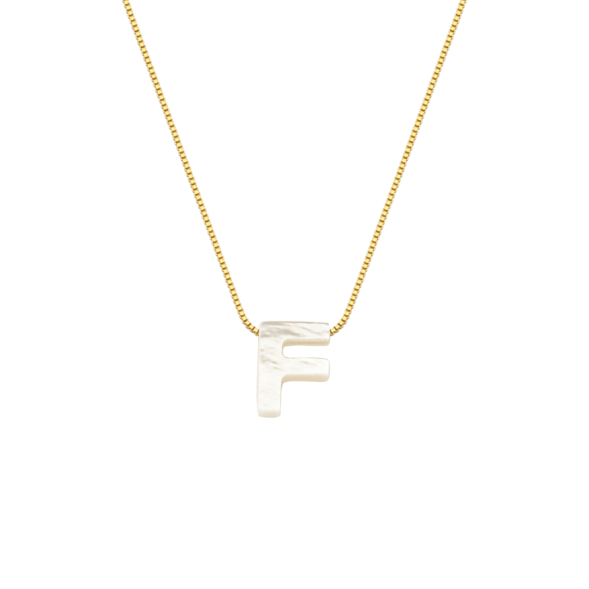 Colar My Collection Letters Corrente Veneziana Pingente Letra Madre Pérola Banhado a Ouro 18K