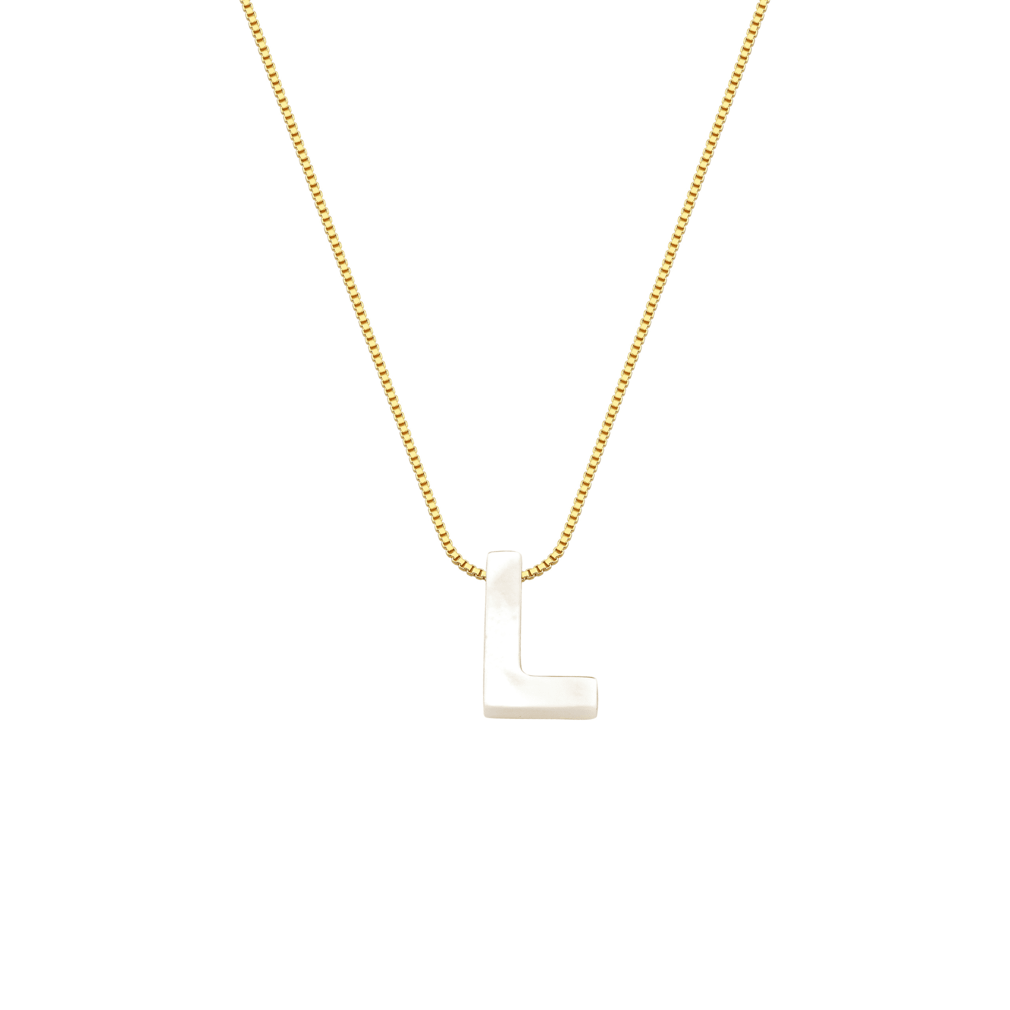 Colar My Collection Letters Corrente Veneziana Pingente Letra Madre Pérola Banhado a Ouro 18K