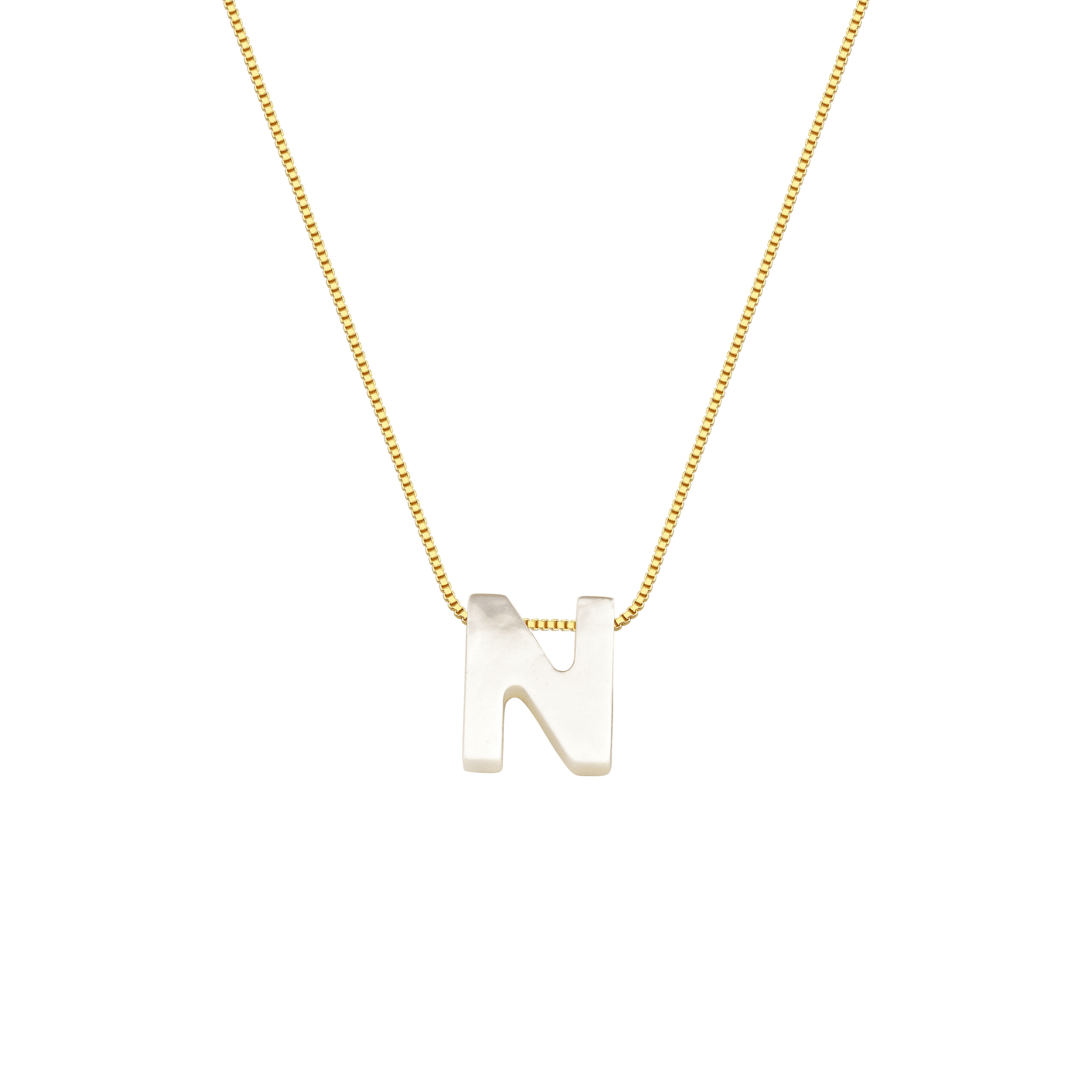 Colar My Collection Letters Corrente Veneziana Pingente Letra Madre Pérola Banhado a Ouro 18K