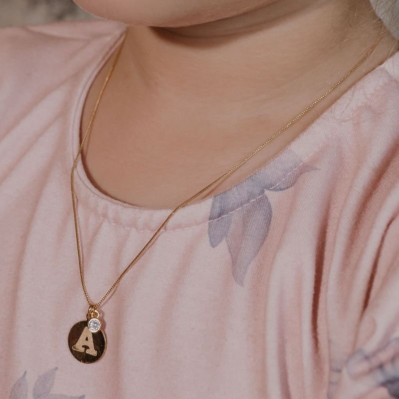 Colar My Collection Letters Infantil Letra Banhado a Ouro 18K