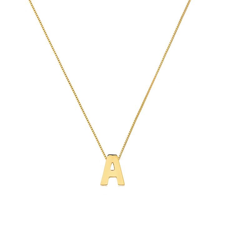 Colar My Collection Love Tradicional Letra Lisa Banhado a Ouro 18K - Z