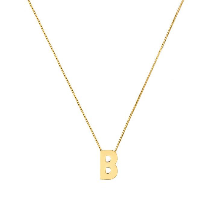 Colar My Collection Love Tradicional Letra Lisa Banhado a Ouro 18K - Z