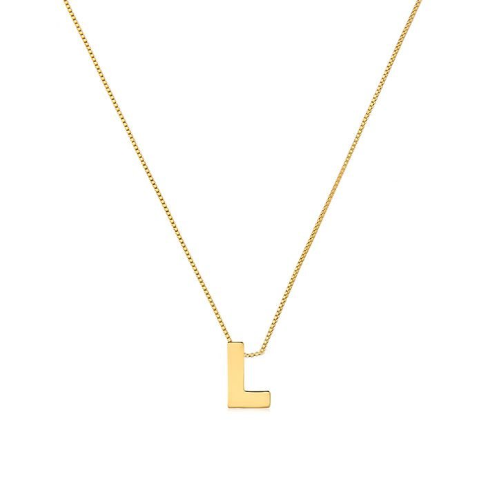 Colar My Collection Love Tradicional Letra Lisa Banhado a Ouro 18K - Z