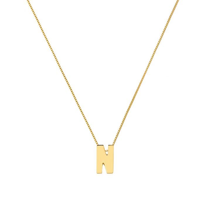 Colar My Collection Love Tradicional Letra Lisa Banhado a Ouro 18K - Z