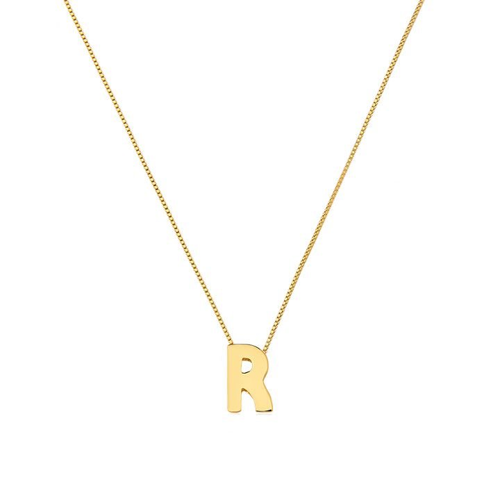 Colar My Collection Love Tradicional Letra Lisa Banhado a Ouro 18K - Z